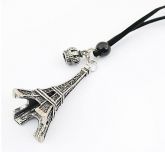 Cordão em couro Torre Eiffel - PARIS + coroa prata